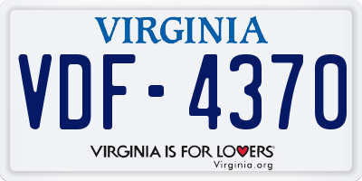 VA license plate VDF4370
