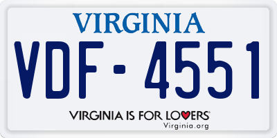 VA license plate VDF4551
