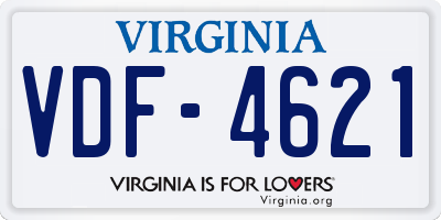 VA license plate VDF4621