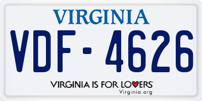VA license plate VDF4626