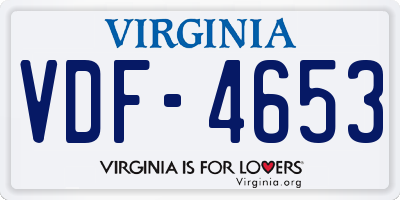 VA license plate VDF4653