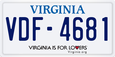 VA license plate VDF4681