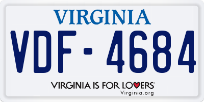 VA license plate VDF4684