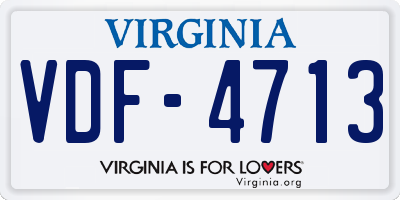 VA license plate VDF4713