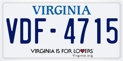 VA license plate VDF4715