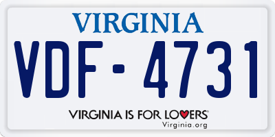VA license plate VDF4731