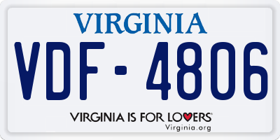 VA license plate VDF4806