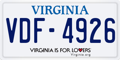 VA license plate VDF4926