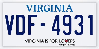 VA license plate VDF4931