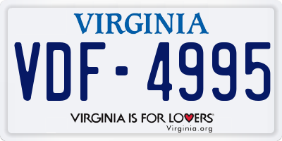 VA license plate VDF4995