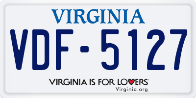 VA license plate VDF5127