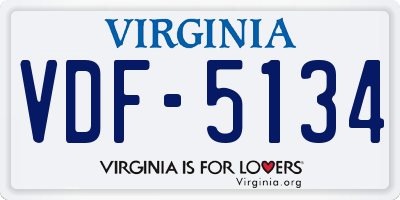 VA license plate VDF5134