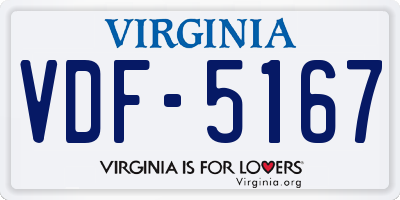 VA license plate VDF5167