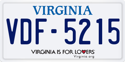VA license plate VDF5215