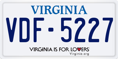 VA license plate VDF5227