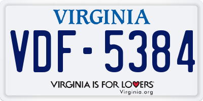 VA license plate VDF5384