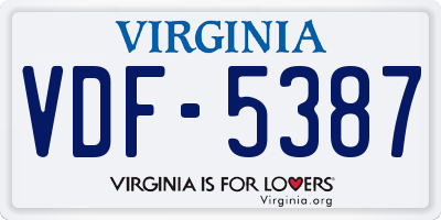 VA license plate VDF5387