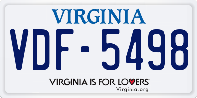 VA license plate VDF5498