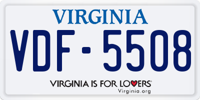 VA license plate VDF5508