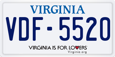 VA license plate VDF5520