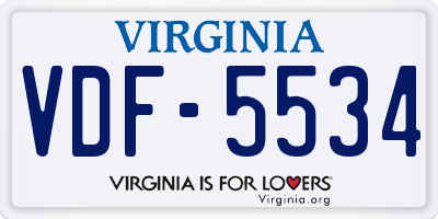 VA license plate VDF5534