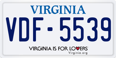 VA license plate VDF5539