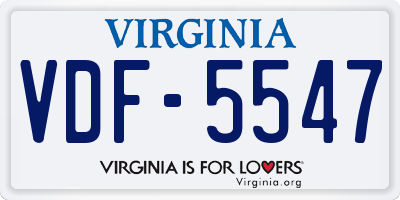 VA license plate VDF5547