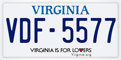 VA license plate VDF5577