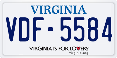 VA license plate VDF5584