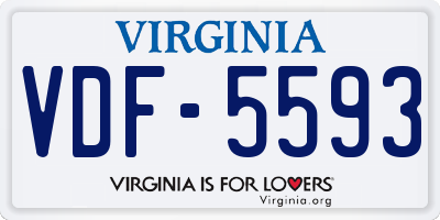 VA license plate VDF5593