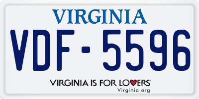 VA license plate VDF5596