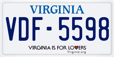 VA license plate VDF5598