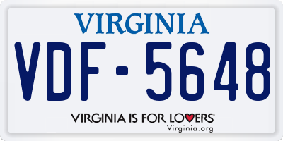 VA license plate VDF5648