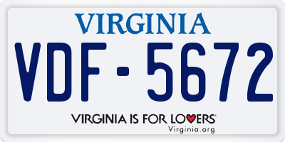 VA license plate VDF5672