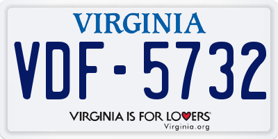 VA license plate VDF5732