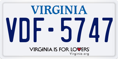 VA license plate VDF5747