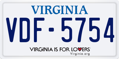 VA license plate VDF5754