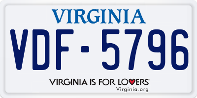 VA license plate VDF5796