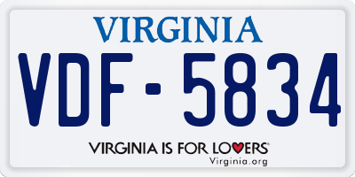 VA license plate VDF5834