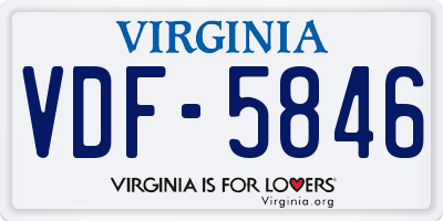 VA license plate VDF5846