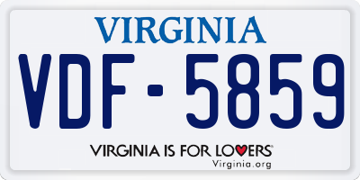 VA license plate VDF5859