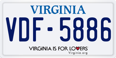 VA license plate VDF5886