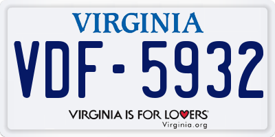 VA license plate VDF5932