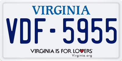 VA license plate VDF5955
