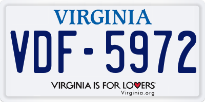 VA license plate VDF5972