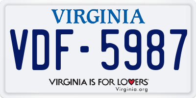 VA license plate VDF5987