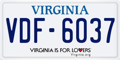 VA license plate VDF6037