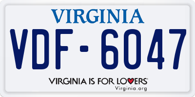 VA license plate VDF6047
