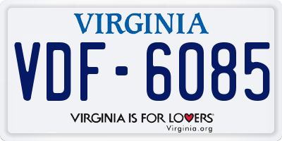 VA license plate VDF6085