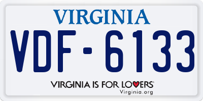 VA license plate VDF6133